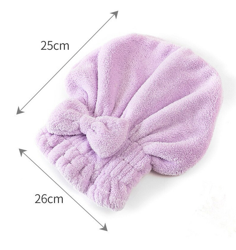 Lányok Quick Dry Hair Cap Coral Polár Pure Color Nedvszívó száraz Haj törölköző Bowknot zuhanysapka fejfedő SPA zuhanyfejpánt