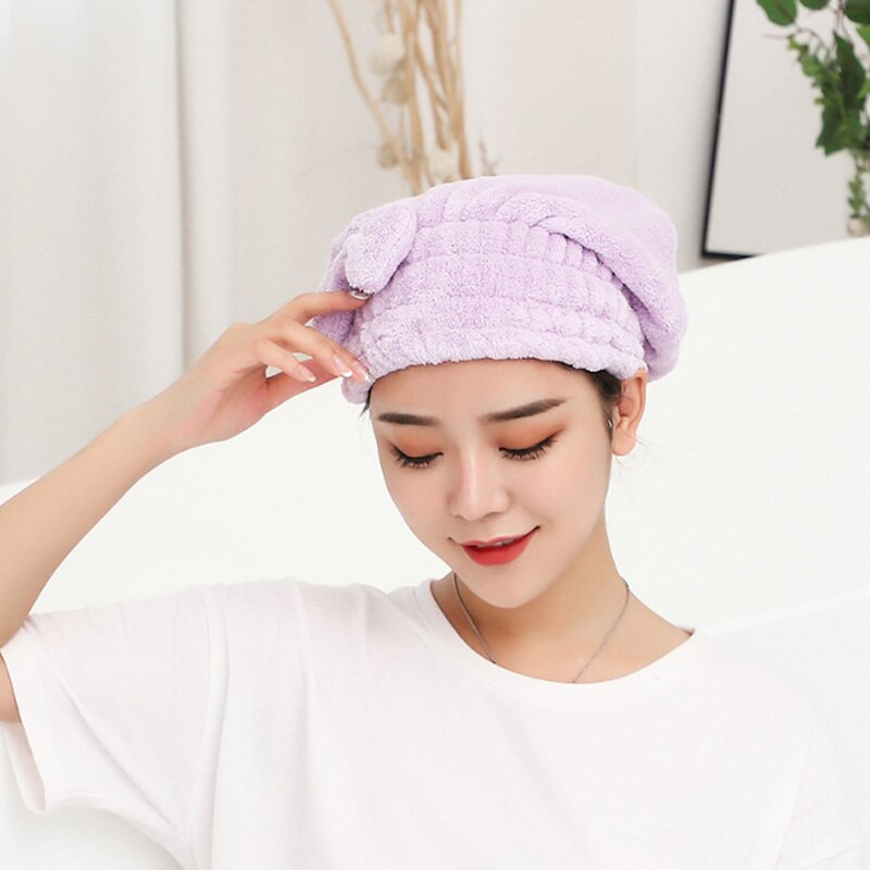 Lányok Quick Dry Hair Cap Coral Polár Pure Color Nedvszívó száraz Haj törölköző Bowknot zuhanysapka fejfedő SPA zuhanyfejpánt