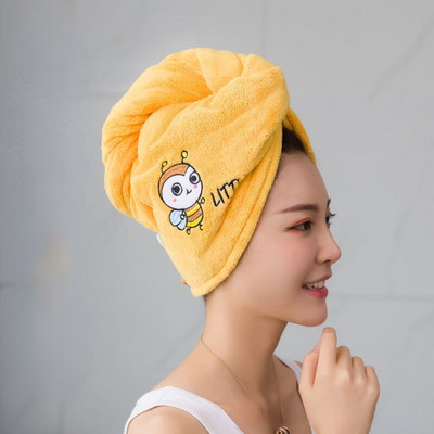 Femei Fata Prosoape baie Prosop din microfibră Prosop de păr cu uscare rapidă Cască de duș magică Turban de doamnă pentru uscarea părului