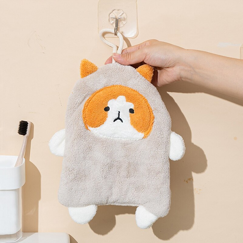 Prosoape de mână pentru câini din desene animate, catifea de coral îngroșată, prietenoasă cu pielea, respirabilă, confortabilă, ștergerea batistei pentru copii, articole de acasă