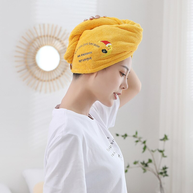 Prosoape de broderie Wrap pentru femei Turban de păr absorbant cu uscare rapidă pentru uscarea părului ondulat lung și gros Pălărie prosop înfășurat