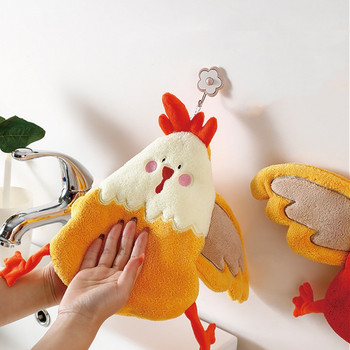 Πετσέτες χεριών Coral Fleece Cartoon Chick Modeling Κουζίνας Μπάνιου Βρόχοι κρεμαστά χεριών Quick Dry Μαλακές απορροφητικές πετσέτες μικροϊνών