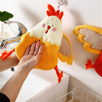 Πετσέτες χεριών Coral Fleece Cartoon Chick Modeling Κουζίνας Μπάνιου Βρόχοι κρεμαστά χεριών Quick Dry Μαλακές απορροφητικές πετσέτες μικροϊνών