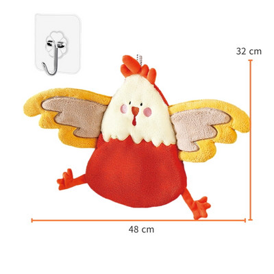 Prosoape de mână Coral Fleece Pui de desene animate Modelare Bucătărie Baie Bucle de agățat de mână Prosoape din microfibră absorbante, cu uscare rapidă