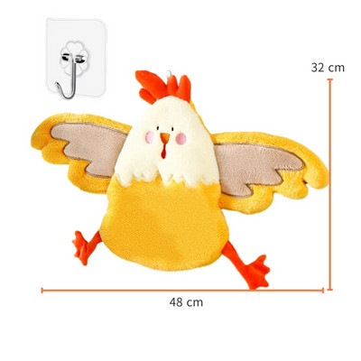 Prosoape de mână Coral Fleece Pui de desene animate Modelare Bucătărie Baie Bucle de agățat de mână Prosoape din microfibră absorbante, cu uscare rapidă