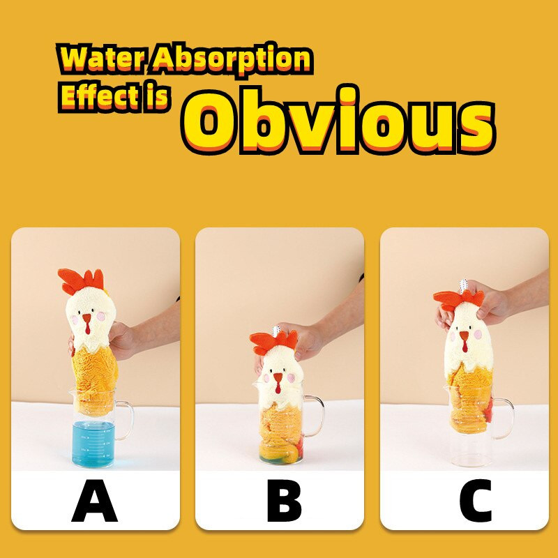 Prosoape de mână Coral Fleece Pui de desene animate Modelare Bucătărie Baie Bucle de agățat de mână Prosoape din microfibră absorbante, cu uscare rapidă