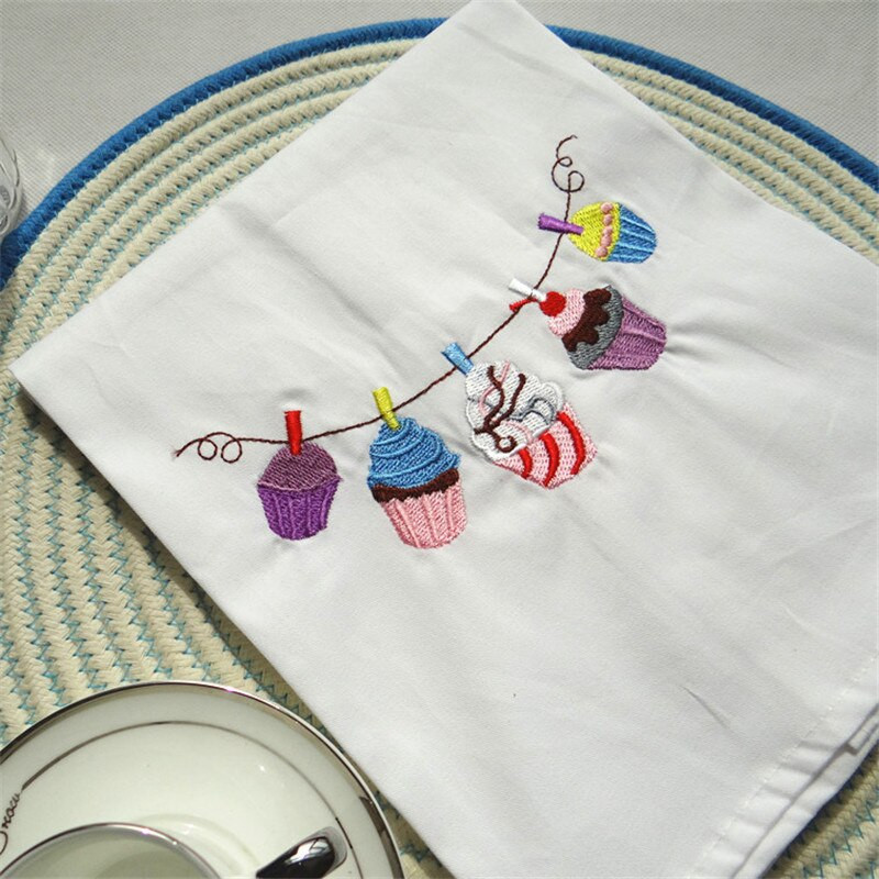 1 buc șervețel brodat acasă coacere gourmet mâncare occidentală fundal pânză alb prosop de ceai de bucătărie 45x65cm