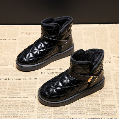 Cizme de dama din piele cu talpa plata si catarama metalica