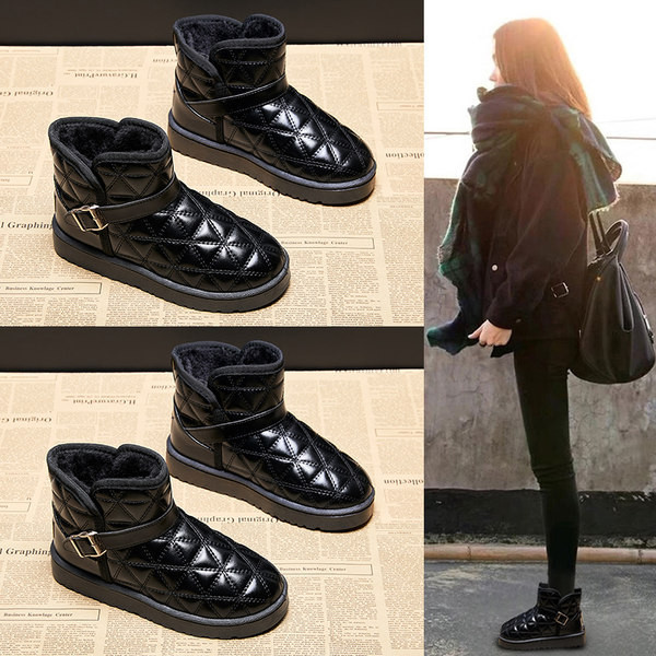 Cizme de dama din piele cu talpa plata si catarama metalica