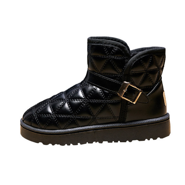 Cizme de dama din piele cu talpa plata si catarama metalica