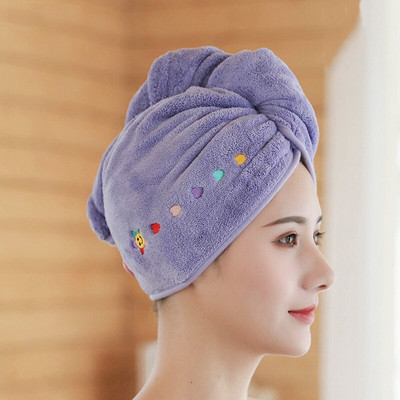 Hajszárító sapka korall gyapjú Absorb Water Quick Dry Turbán sűrített sampon sapka Hajtörlő édes hímzés nőknek