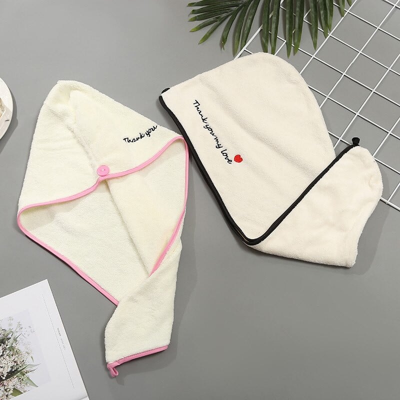 Pălărie albă pentru uscarea părului Noapte bună Prosop de baie din microfibră Căciulă de păr uscată pentru doamnă Cască de duș cu uscare rapidă, Turban cu super absorbție