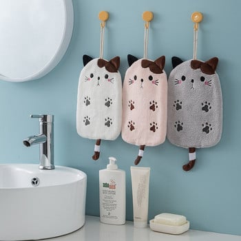 Super Absorbent Κρεμαστό Τύπος Γάτας Πετσέτα Διπλής Χρήσεως Coral Velvet Πετσέτα Χεριών Home Decora Προμήθειες μπάνιου 1 ΤΕΜ.