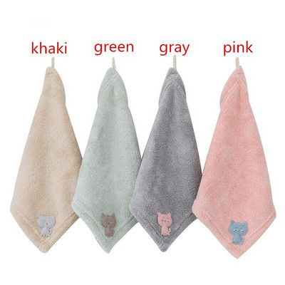 25x25cm Prosop de mână pătrat mic, cu animale de desene animate, pentru agățat pe perete, cârpă de bucătărie super absorbantă din lână de corali