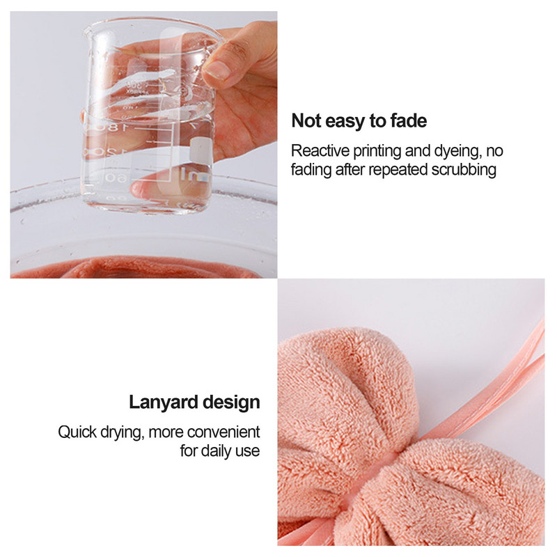 Bowknot Coral Prosop de mână din catifea pentru baie, bucătărie, microfibră, bucle moi de agățat, cârpe absorbante cu uscare rapidă, prosoape de casă.