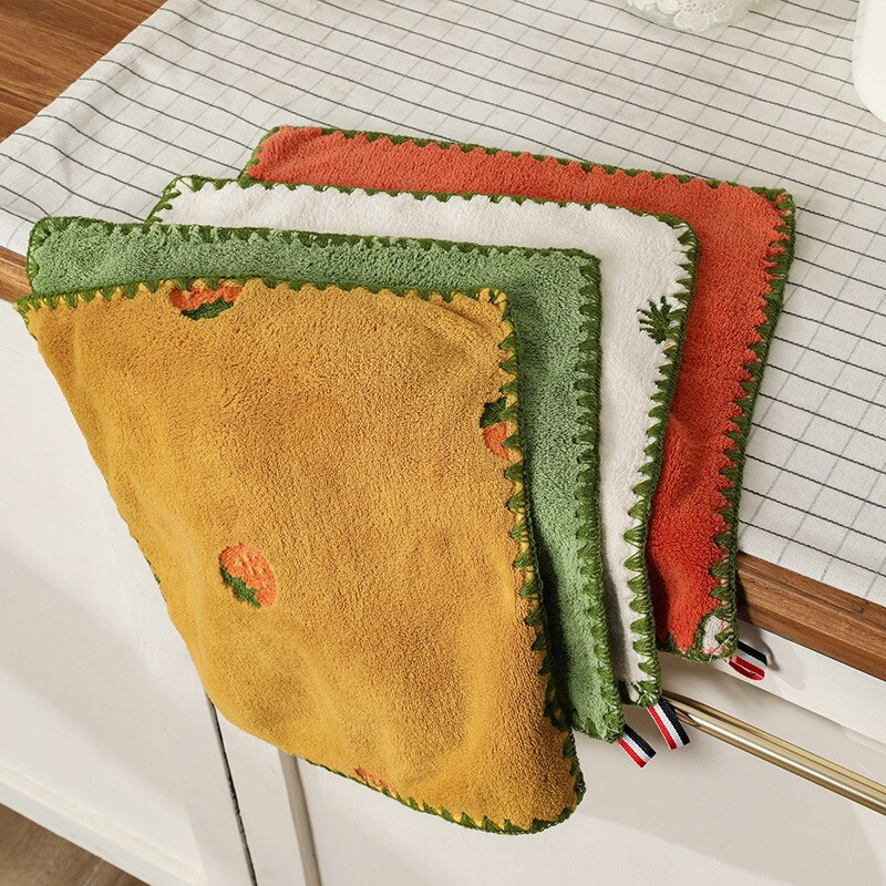 GIANTEX rajzfilm hímzés szuper puha nedvszívó kéztörlő akasztós fürdőszobai konyharuha Gyorsan száradó 30x30cm U2950