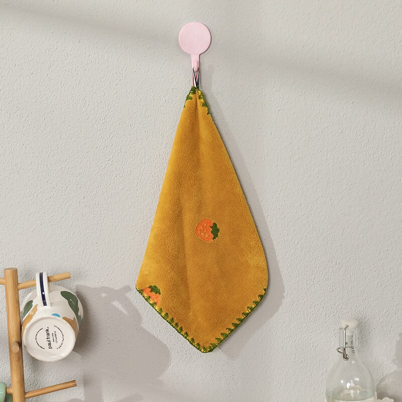 GIANTEX rajzfilm hímzés szuper puha nedvszívó kéztörlő akasztós fürdőszobai konyharuha Gyorsan száradó 30x30cm U2950