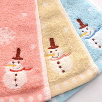 Коледна кърпа за ръце и лице 100% памучна кърпа за пране на снежен човек 35x75 см Кухненска кърпа за чай Домашни кърпи за баня Новогодишен коледен подарък