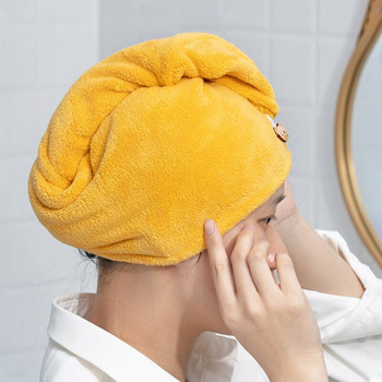 Дамска шапка за сушене на коса Бързосъхнеща шапка за кърпа за коса Шапка Шапка за баня Микрофибърна твърда шапка за кърпа Суперабсорбираща тюрбан Шапка за сушене на коса