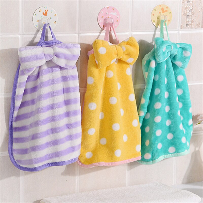 30*24 cm prosoape de mână drăguțe cu fundătură pentru baie, catifea de coral, cârpe de vase moi, absorbante, șervețele agățate, accesorii pentru cârpă de bucătărie