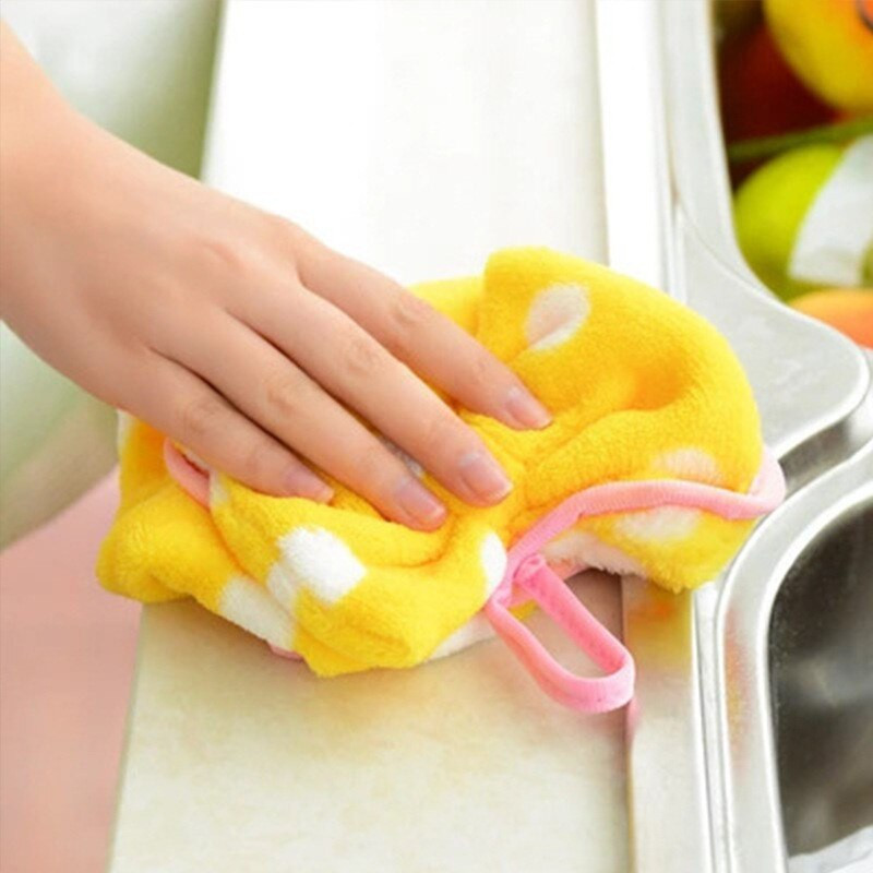 30*24 cm prosoape de mână drăguțe cu fundătură pentru baie, catifea de coral, cârpe de vase moi, absorbante, șervețele agățate, accesorii pentru cârpă de bucătărie