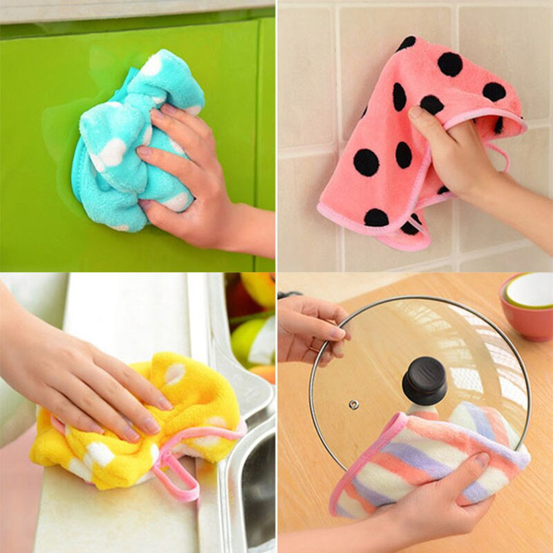 30*24 cm prosoape de mână drăguțe cu fundătură pentru baie, catifea de coral, cârpe de vase moi, absorbante, șervețele agățate, accesorii pentru cârpă de bucătărie