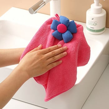 Коралови кадифени меки кърпи за ръце с халки за окачване Микрофибърна кърпа Кухненска абсорбираща кърпа за миене Аксесоари за баня 40x23 см