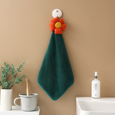 Korall bársony puha kéztörölközők akasztóhurokkal Mikroszálas törölköző Konyhai nedvszívó mosogatórongy törlőkendő Fürdőszoba kiegészítők 40x23cm