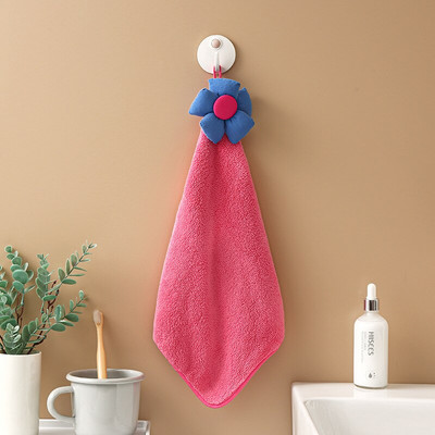 Korall bársony puha kéztörölközők akasztóhurokkal Mikroszálas törölköző Konyhai nedvszívó mosogatórongy törlőkendő Fürdőszoba kiegészítők 40x23cm