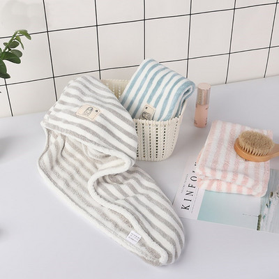 65x25 cm mikropluošto plaukų rankšluosčių įvyniojimas moterims Dryžiniai rankšluosčiai suaugusiems Vonios kambario rankšluosčiai greitai išdžiūsta galvos rankšluosčiai
