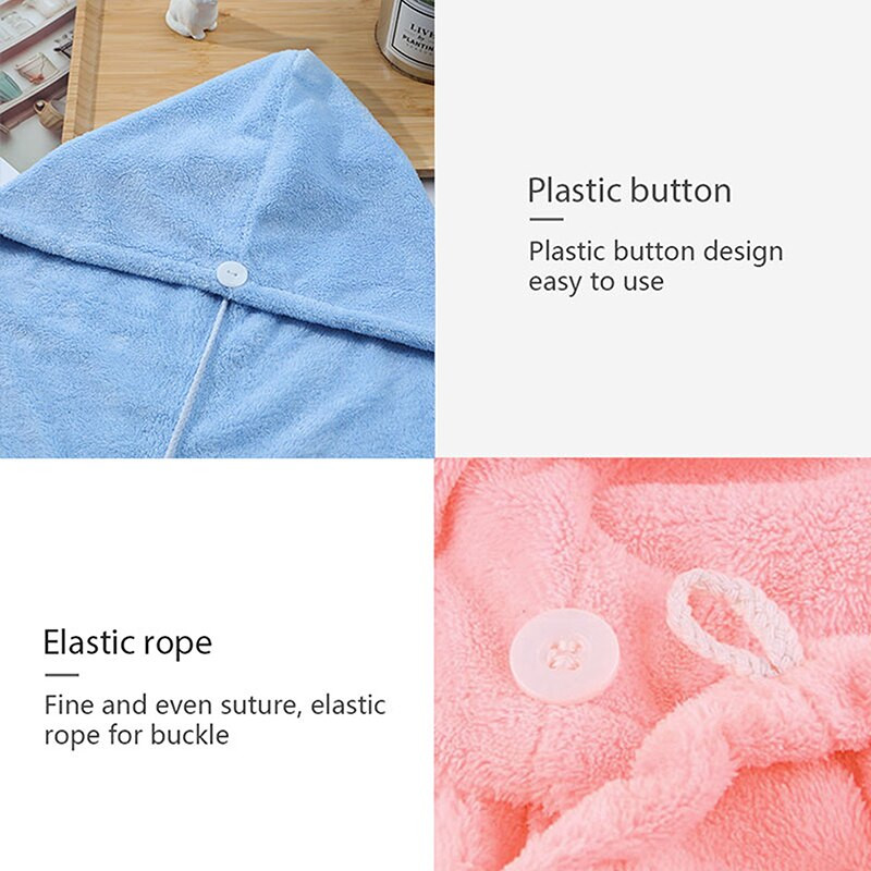 Prosop Femei Adulti Baie Absorbant Baie cu uscare rapida Dus Mai gros Cap de par ondulat Cap microfibră Wisp Cap uscat Prosop de păr