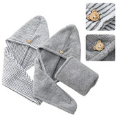 NICEFurniture Femei din Fibră de cărbune de bambus Prosop de păr Wrap Microfibră Turban cu uscare rapidă cu buton Baie super absorbantă