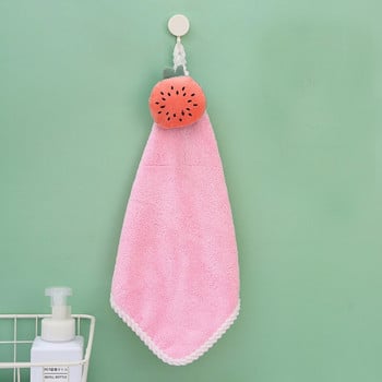 1 τεμ Μπάνιου Coral Fleece Μαλακές πετσέτες χεριών Κουζίνας Μπαλάκι για πετσέτες μπάνιου με κρεμαστές θηλιές Μαλακές απορροφητικές πετσέτες γρήγορου στεγνώματος