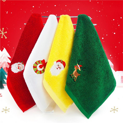 2022 New 2PCS/Set Cotton Christmas Embroidered Hand Towels Premium Dish Towels Kitchen Towel Set for Home Kitchen Bar Towels