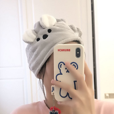 Korėjos moterų sausų plaukų kepuraitė plona vilna Cute Bunny Bear rankšluosčiai, sugeriantys minkšti mieli plaukų rankšluosčiai, šampūnai, dušo kepurė, sausų plaukų rankšluostis