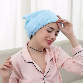 Нова прекрасна котешка шапка за сушене на коса Шапка за душ за жени Баня Спа микрофибърна кърпа Шапка за шапка за баня Аксесоари за баня 27,5*24,5 см