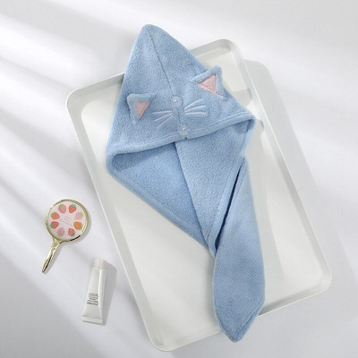 Prosoape de baie Microfibră solidă Pălărie de păr uscată rapid Textil de casă Prosop drăguț cu broderie de desene animate Prosop de păr