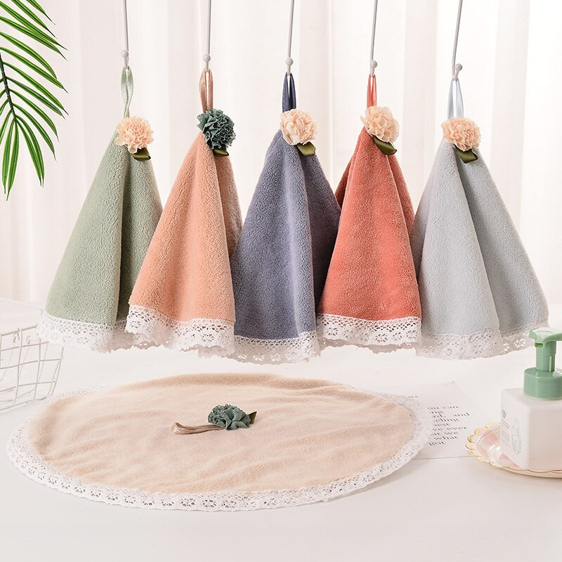 Drăguță rochie din dantelă prosop de mână pentru fața bebeluși moale super absorbant bucătărie baie curățare formă rotundă prosoape poliester confortabil