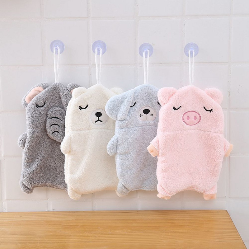 Puha kéztörölköző fürdőszobai kellékek Rajzfilm mikroszálas korall bársony nedvszívó kendő mosogatórongyok akasztókendő konyhai kiegészítők