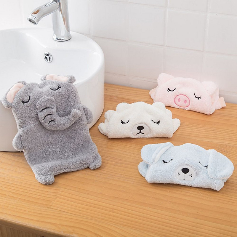 Puha kéztörölköző fürdőszobai kellékek Rajzfilm mikroszálas korall bársony nedvszívó kendő mosogatórongyok akasztókendő konyhai kiegészítők