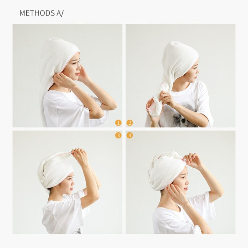 Noapte bună Căciulă albă de uscare a părului Prosop de baie din microfibră Căciulă de duș cu uscare rapidă Căciulă de duș cu supraabsorbție