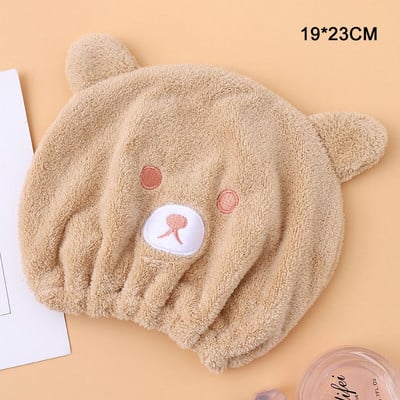 1db Aranyos puha, száraz hajsapka Gyorsan száradó Aduit gyerekeknek Rajzfilm medve mintás fürdőlepedők fürdőszobai kellékek