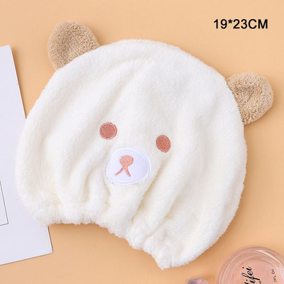 1db Aranyos puha, száraz hajsapka Gyorsan száradó Aduit gyerekeknek Rajzfilm medve mintás fürdőlepedők fürdőszobai kellékek