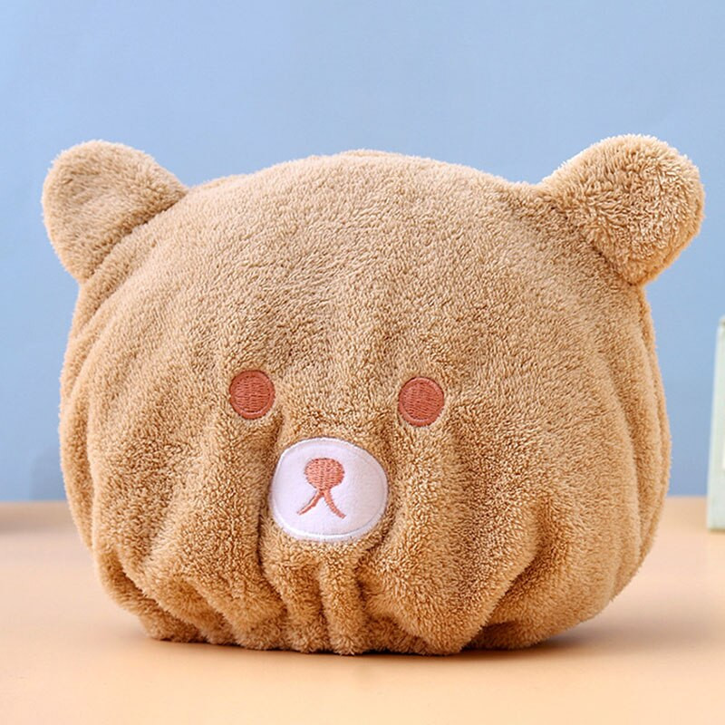 1db Aranyos puha, száraz hajsapka Gyorsan száradó Aduit gyerekeknek Rajzfilm medve mintás fürdőlepedők fürdőszobai kellékek