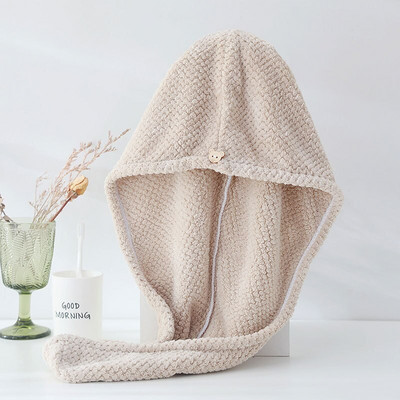 Nou Merbau Coral Fleece Cap uscat pentru păr Prosop Absorbție de apă Uscare rapidă Cască de duș Îngroșa Femei Turban Acasă Dormitor