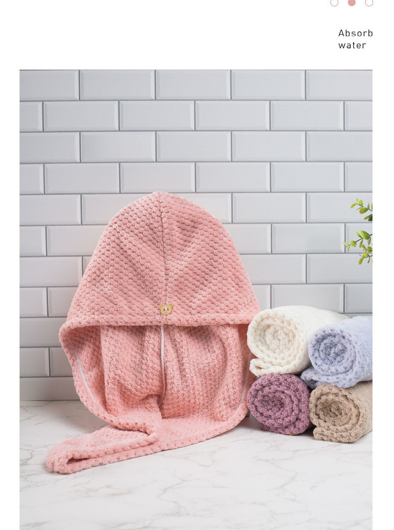 Nou Merbau Coral Fleece Cap uscat pentru păr Prosop Absorbție de apă Uscare rapidă Cască de duș Îngroșa Femei Turban Acasă Dormitor