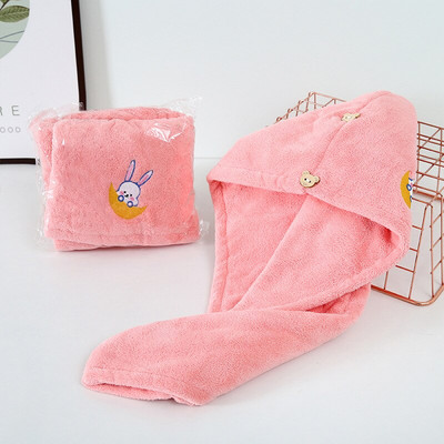 1 buc șapcă de duș din microfibră prosop Căciuli de baie pentru femei, fete, șapcă de păr uscat, uscare rapidă, moale, pentru doamnă, turban, prosoape de păr brodate