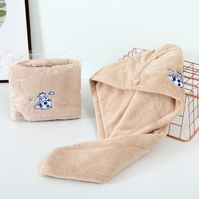 1 buc șapcă de duș din microfibră prosop Căciuli de baie pentru femei, fete, șapcă de păr uscat, uscare rapidă, moale, pentru doamnă, turban, prosoape de păr brodate