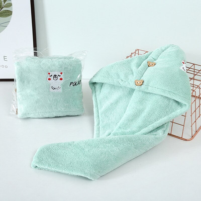 1 buc șapcă de duș din microfibră prosop Căciuli de baie pentru femei, fete, șapcă de păr uscat, uscare rapidă, moale, pentru doamnă, turban, prosoape de păr brodate