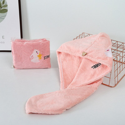 1 buc șapcă de duș din microfibră prosop Căciuli de baie pentru femei, fete, șapcă de păr uscat, uscare rapidă, moale, pentru doamnă, turban, prosoape de păr brodate